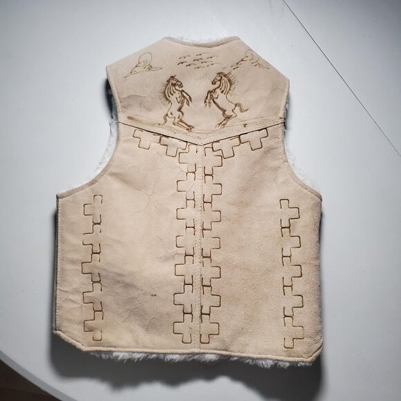 Suede Western Horse Kids Vest -Vintage - No Label- shipping incl - Picture 11 of 16